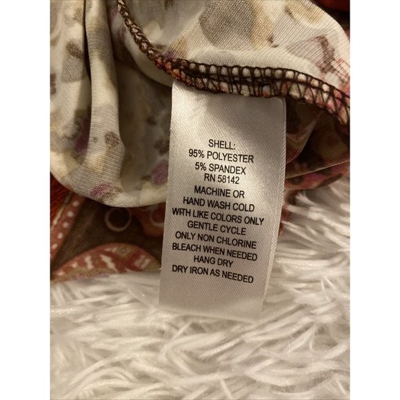 London Times Sleeveless Red Print V Neck Dress Size 8 Stretch Knee Length - Picture 4 of 4